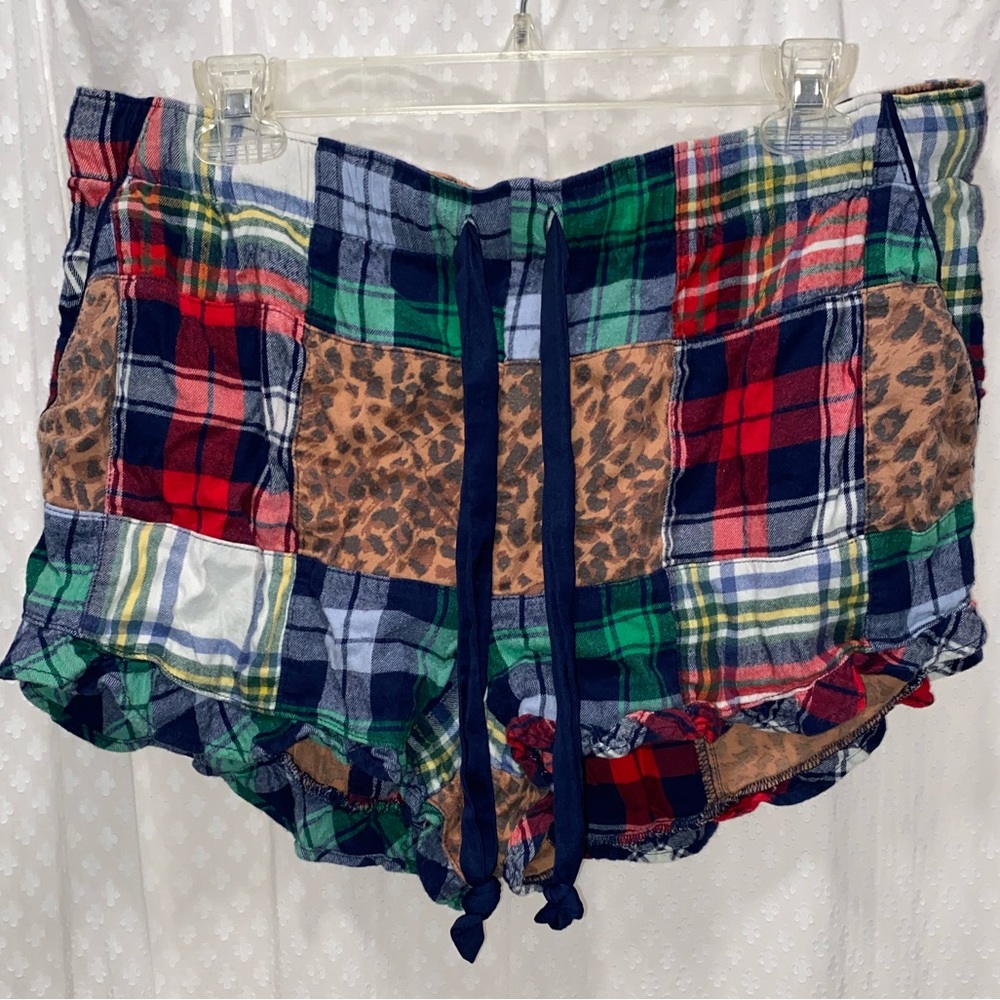Aerie Patchwork Flannel Sleep Shorts